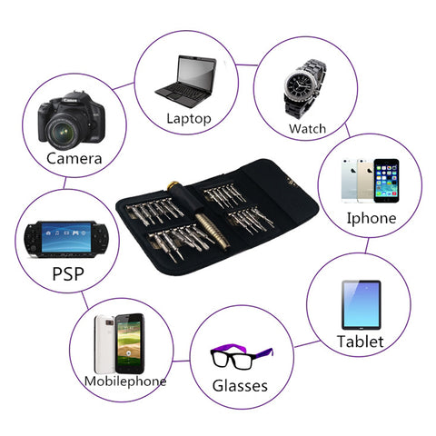 Universal Screwdriver- 25 Heads for Glasses, Smartphones & More