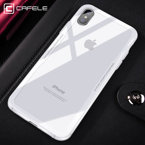 Cafele for iPhone X Case Glass+TPU Case for iPhone X Anti-scratch Back Case for iPhoneX Transparent for iPhone X Luxury Case